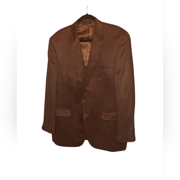 Ralph Lauren Men's Brown Faux Suede Classic-Fit Blazer Sport Coat44L Preppy